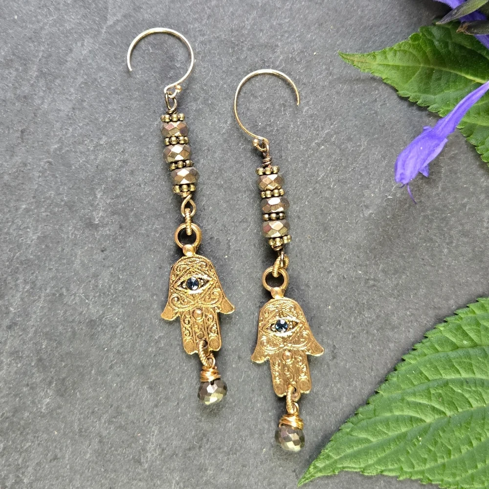 NWT Trollbinde Hamsa Dangle Earrings